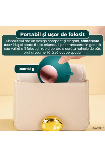 Cuantis Lint and animal hair cleaning ball, reusable, compact design, washable, green, 98 g