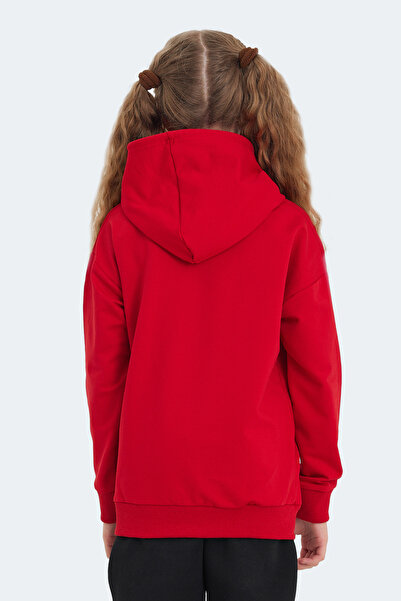 Slazenger Letto Unisex Children's Hooded Pocket Red Sweatshirt