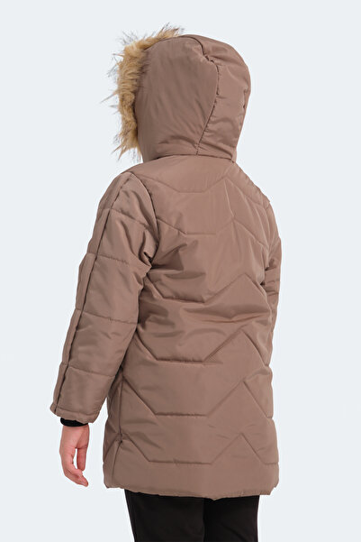 Slazenger Camron Unisex Children's Hooded Inflatable Beige Coat & Jacket