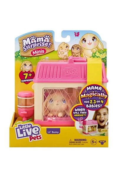 LITTLE LIVE PETS Mama Surprise Mini Lil' Bunny Interactive Plush Toy, mother bunny with 2,3 or 4 babies