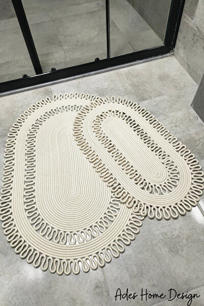 ADES HOME DESİGN Jüt 2'li Paspas, Banyo Paspası, Kapı Önü Paspası, Balkon Paspası, Paspas Takımı, Hediyelik, Çeyizlik