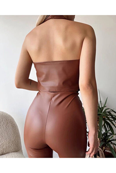 ZENGEZUR MALL Drnds Two Button Leather Vest Coffee S243001 (212242) (Size: S)