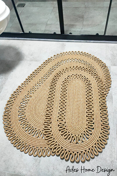 ADES HOME DESİGN Jüt 2'li Paspas, Banyo Paspası, Kapı Önü Paspası, Balkon Pas...