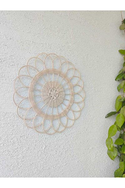 Fesleğence dekor Özel Örgü Güneş Formlu Rattan Duvar Dekoru | El Yapımı Hasır...