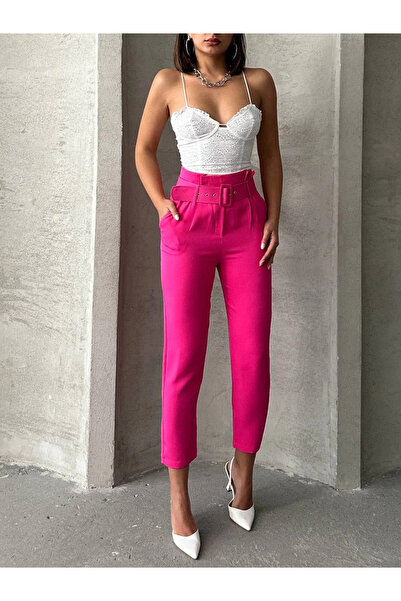 ZENGEZUR MALL Pantaloni cu curea SPTRNS, fucsia (192142) (Mărime: S)