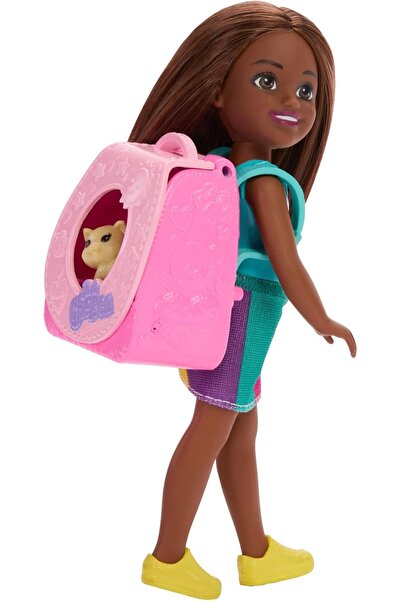 Barbie Papusa Barbie, Chelsea bruneta, afro-american cu ghiozdan pentru pisic...