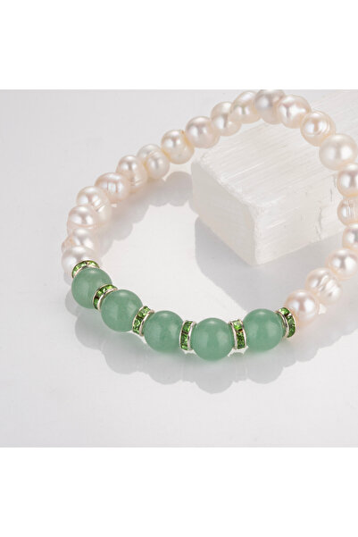 MK tasarım Genuine pearl apatite stone bracelet mkt.4.10001.2