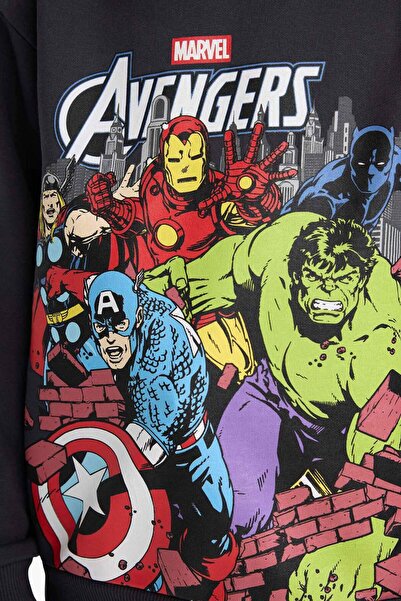 DeFacto Boy's Marvel Avengers Hooded Soft Fleece Inside Sweatshirt G5116A825Wn