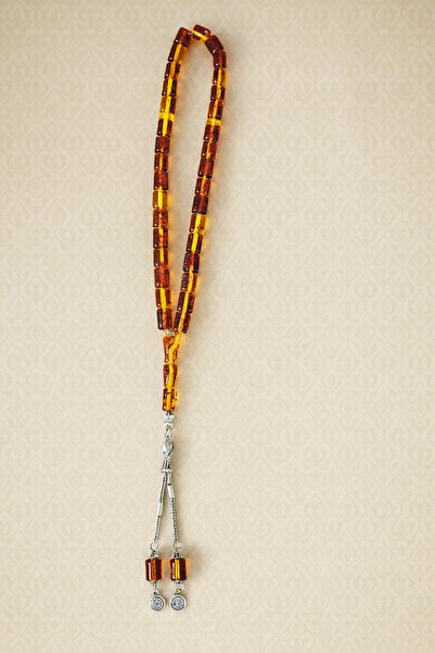 SNR HEDİYELİK Sıkma Fosilli Kehribar 33'lü Tesbih