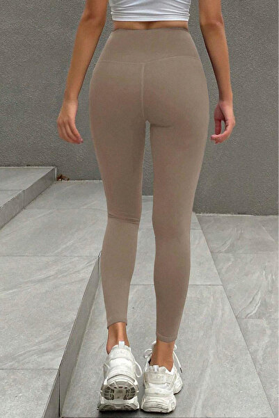 SV Sun Victoria Women's Cream Fleece Lined Gathering Soft Leggings