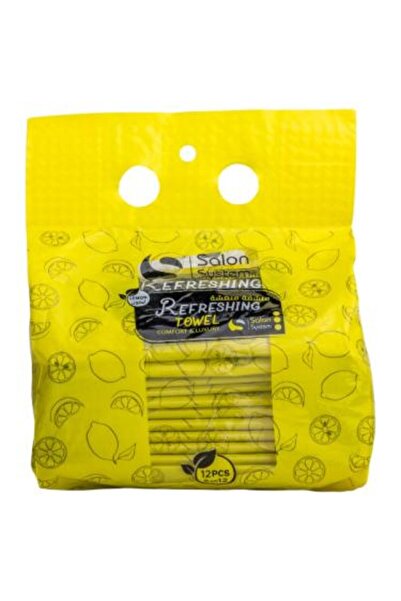 Salon System single-use refreshing lemon-scented towels - 12 pieces