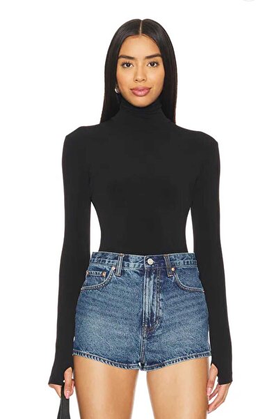 AFR CLOTHES Women's Double Layer Jersey Finger-Through Turtleneck Bluz