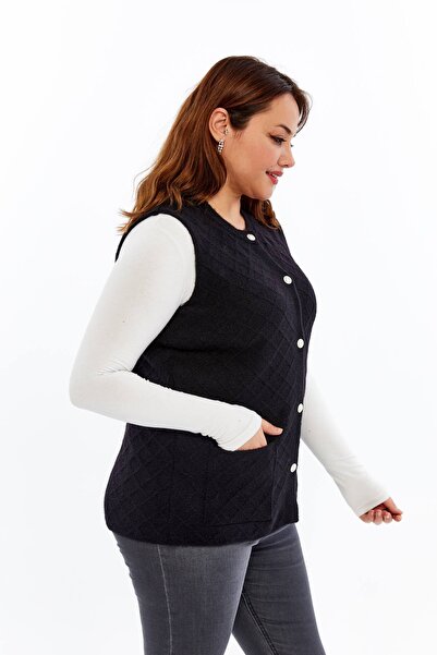 Laden Women's Knitwear Bearded Plus Size Mother Winter Vest