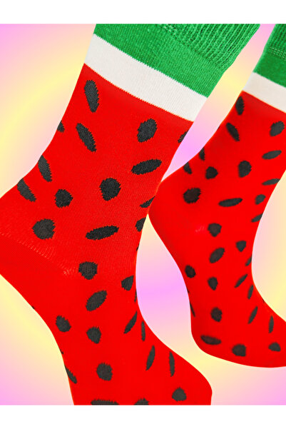 Shuttle Park Special Series Happy Colorful Watermelon Patterned Socks Fun Comfortable Stylish Design Style Stitch-Free Socket Socks