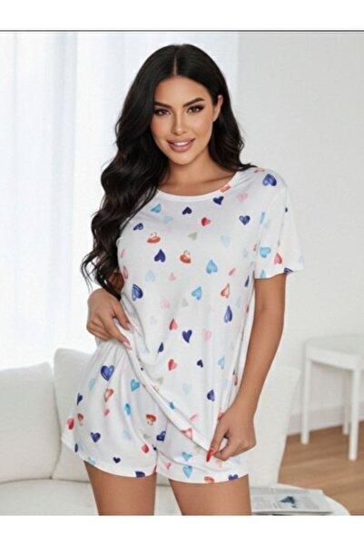 MİMİ PİJAMA Γυναικείο κοντομάνικο σορτς πιτζάμα σετ Rainbow