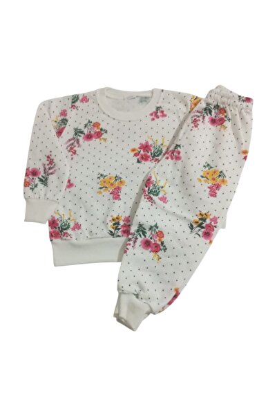 Arya Nisa Kids Girls' Flower Printed Sh Fleece-Lined 100% Cotton Pajama Set