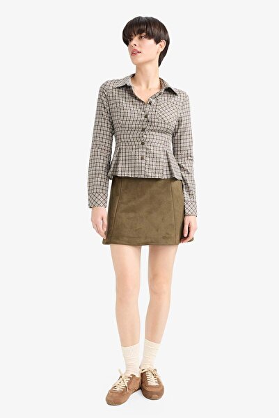 DeFacto A-Line Regular Waist Suede Mini Skirt G3377Ax25Au