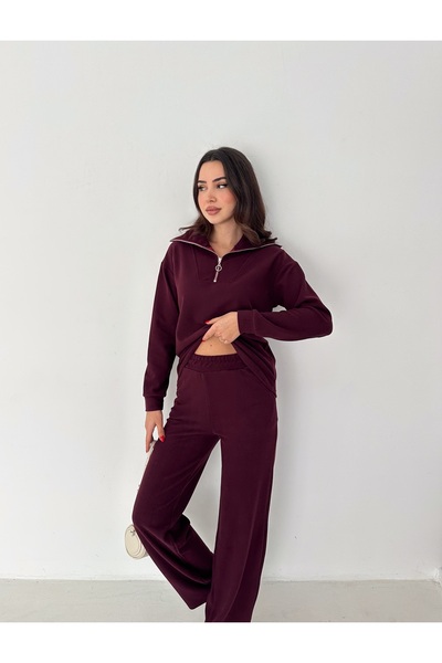 winmoda Thessaloniki Fabric Tracksuit Set Women | Knit Tracksuit Women | Zippered Comfortable Fit Set