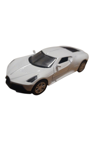 Vision XXI Bugatti La Voiture Noir Car, Metal Model, Diecast, Spring Mechanism, 12 cm, White