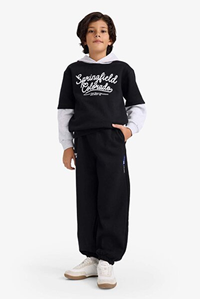 DeFacto Boy's Oversized Wide Fit Elastic Waist Printed Sweatpants G5635A825Cw