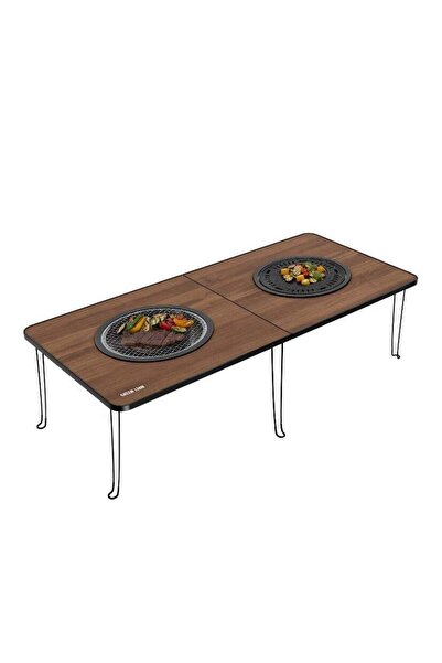 Green Lion Fold Grill Mate Camping BBQ Table - Wood