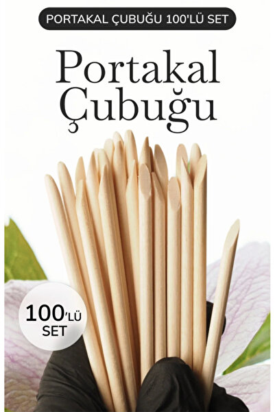 QNAİL PROFESSİONAL Portakal Çubuğu 100'lü Set – Ahşap Tırnak Eti Itici Manikü...