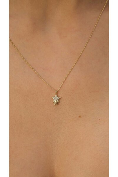 Jerie Gold Zirkon Taş Minimal Yıldız Kolye