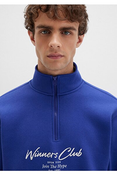 Mavi Winners Club Printed Half-Zip Loose Fit Sweatshirt