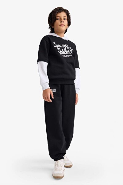DeFacto Boy's Oversized Wide Fit Elastic Waist Printed Sweatpants G5635A825Cw