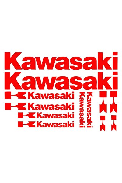 Oracal 651 Set of 10 Kawasaki stickers, red