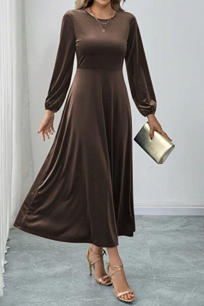 Mossta Φόρεμα μίντι από βελούδινο ύφασμα με στρογγυλή λαιμόκοψη