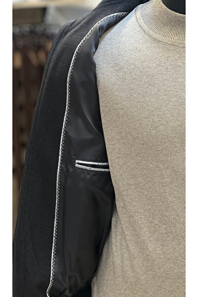 SAVARA Men's Six-Elastic Cashmere Coat, Wool Fabric, Regular Fit, Mock Neck (Can Be Worn Backwards)