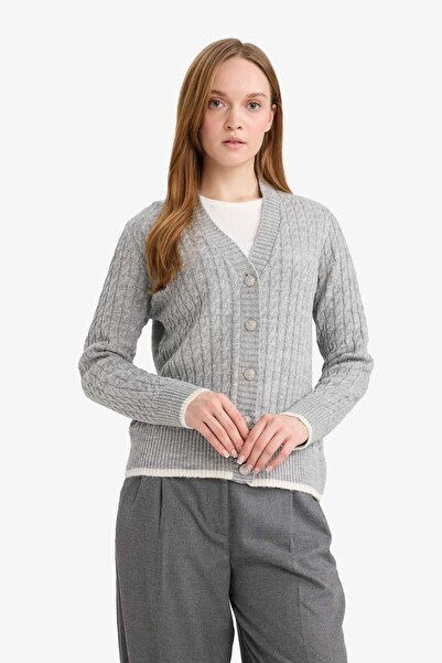 DeFacto Regular Fit V-Neck Buttoned Cardigan E9148Ax25Wn