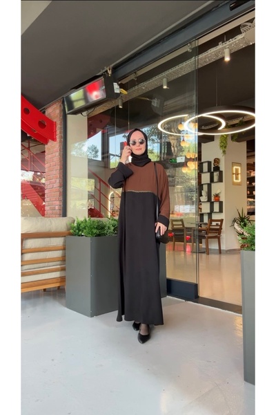 Melek aydın Gold Applique Detailed Ferace Dress