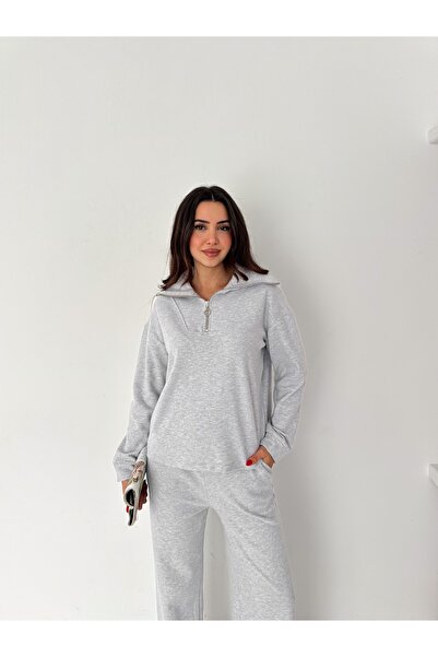 winmoda Thessaloniki Fabric Tracksuit Set Women | Knit Tracksuit Women | Zippered Comfortable Fit Set