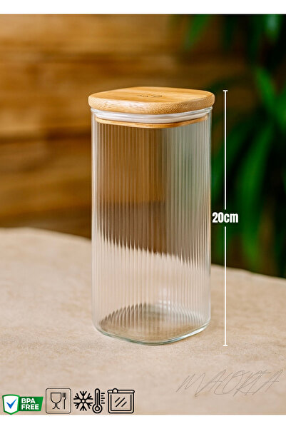 Maloria 1000ml Bamboo Vacuum Lid Square Jar |   Single