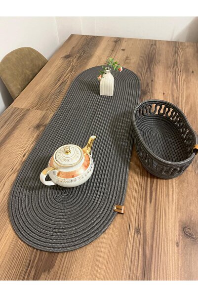 eftlyhome Runner Basket Set, Jute, Wicker, American Service, Cutlery Set, Plate Coaster, Presentation, Bread Basket