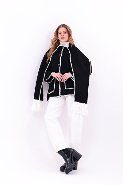 saint majesta Women's Embroidered Scarf Thick Cashmere Knitwear Jacket-Cardigan |   Extra Warm Winter