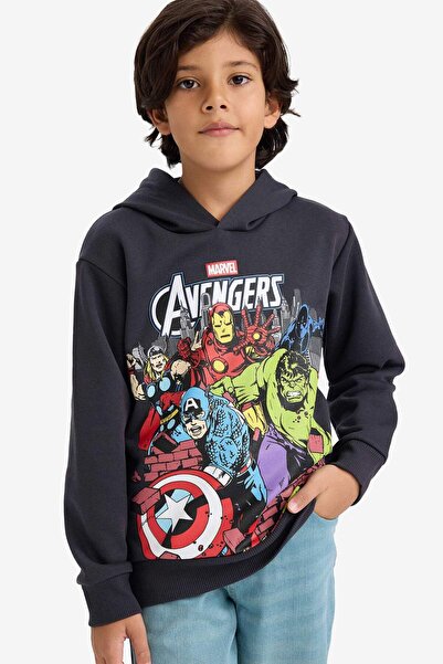 DeFacto Boy's Marvel Avengers Hooded Soft Fleece Inside Sweatshirt G5116A825Wn