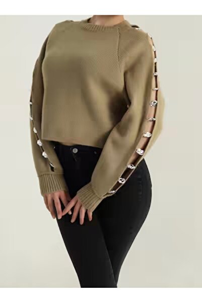 DM Kadın kol detaylı triko kazak