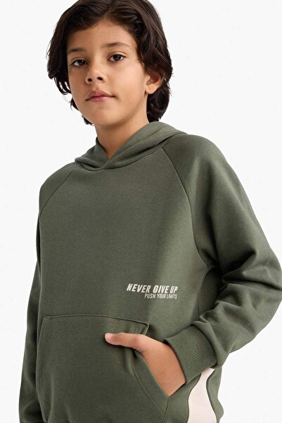 DeFacto Boy's Hooded Printed Soft Fleece Inside Sweatshirt G5540A825Cw