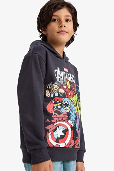DeFacto Boy's Marvel Avengers Hooded Soft Fleece Inside Sweatshirt G5116A825Wn