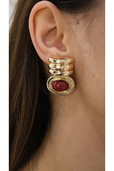 Jerie Gold Oval Detail Vintage Earrings