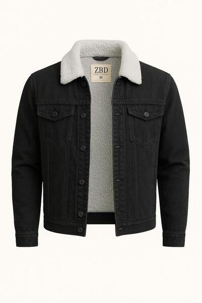 FABİO CASSANİ Zbd Men's Slim Fit Shearling Denim Jacket - 7432