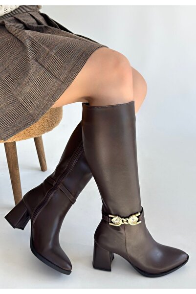 Erbilden Mooni Brown Leather Heeled Boots