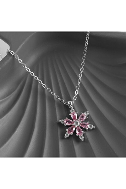 ZERO LAND Sptrns Lotus Zircon Stone New Season (220522) Necklace-Silver Color