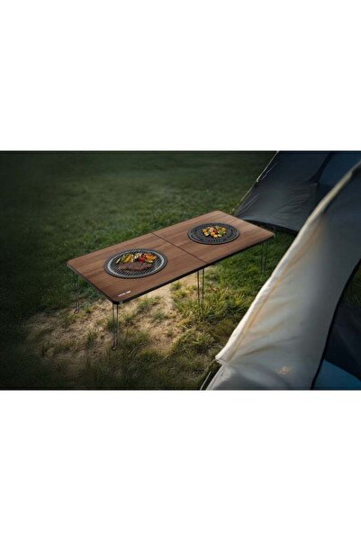 Green Lion Fold Grill Mate Camping BBQ Table - Wood