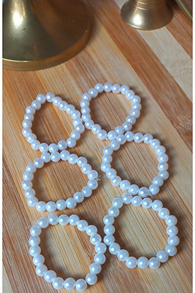 BNG AKSESUAR New Year's Tableware Presentation Elastic Pearl 6Pcs Napkin Rings