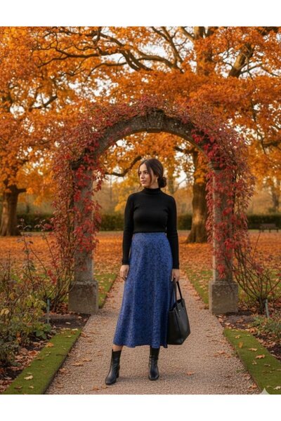 Meleners Women's Pattern Printed Karin Fabric Skirt