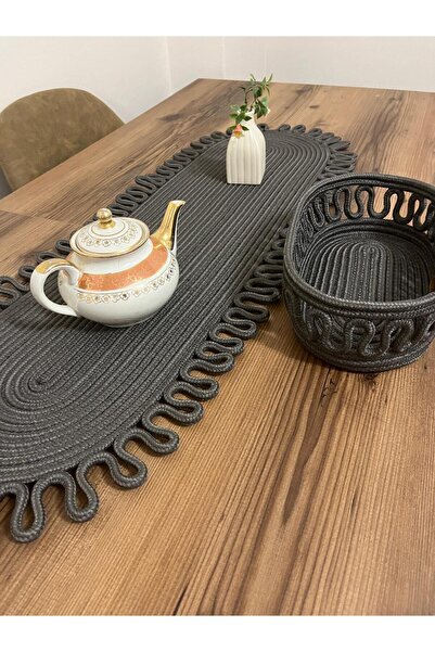 eftlyhome Runner Basket Set, Jute, Wicker, American Service, Cutlery Set, Plate Coaster, Presentation, Bread Basket